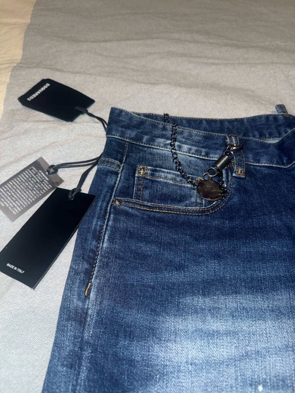 DSQUARED2 Blue Denim Jeans with Red Logo Tab - Picture 4 of 8